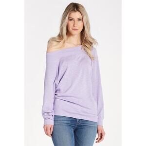 FREE PEOPLE WE THE FREE Lilac Purple Thermal Sweater Womens Size XS Off Shoulder